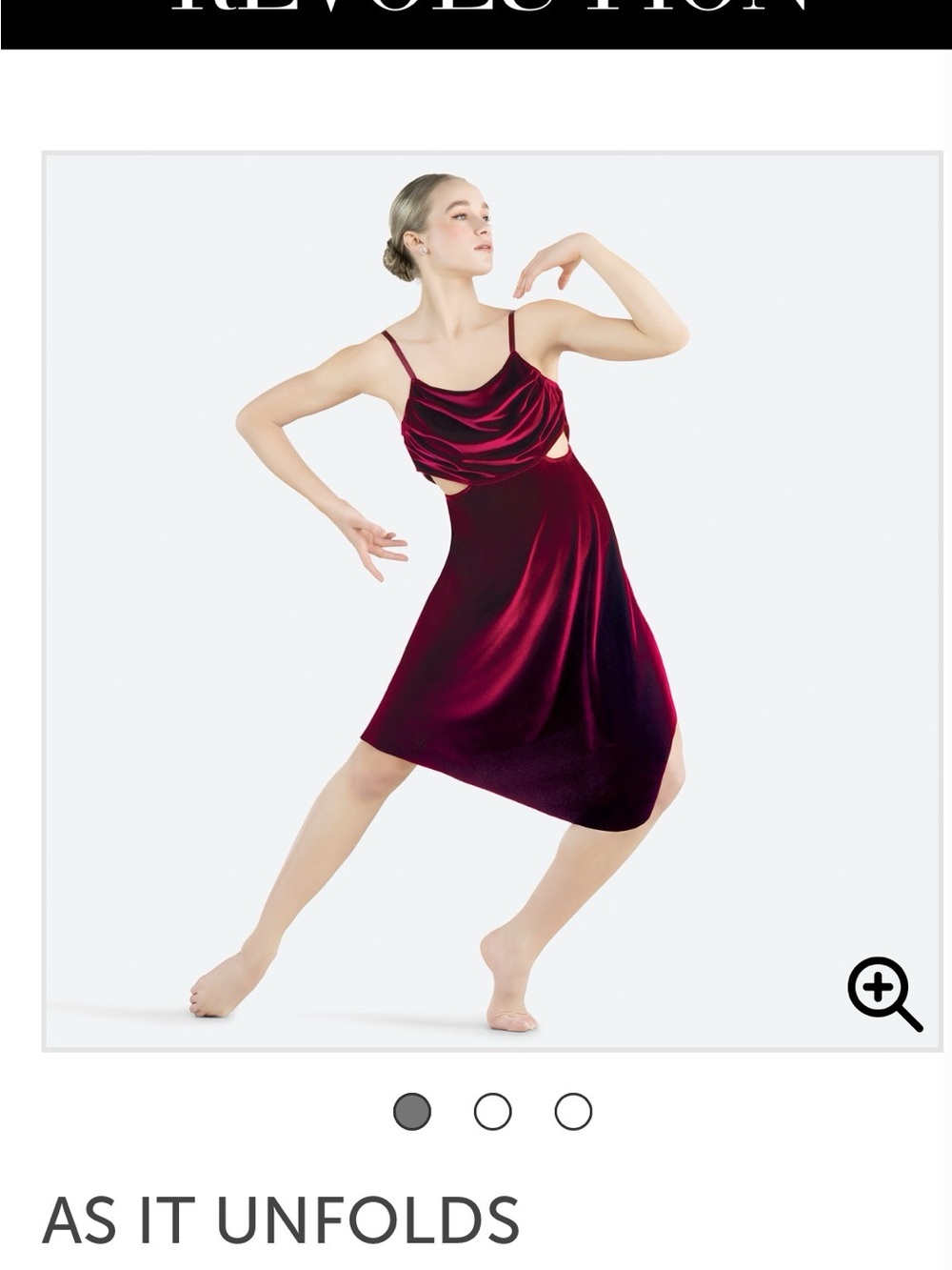 Revolution Dance Velvet Dance Dress in Burgundy. Size AM